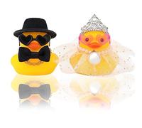 SHUOHONG 2 Piezas Patitos de Goma Adornos, Patos Boda Juguetes Baño Bebe, Juegos de Agua Regalo Boda para Novios Regalo Bebe Juego Baño Novios, Regalo de Novia y Novio, Decoraciones de Fiesta