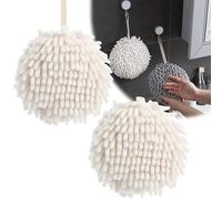 SHUOHONG 2 Piezas Toalla Mano Secado Rápido Absorbente, Suave y Afelpada Toallas de Mano, Toalla Pequeña con Bucle Colgante, Toalla Microfibra Absorbentes para Niños, Toallas Baño y Cocina (Blancas)