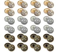 SHUOHONG 24 Piezas Botones Decorativos, Vintage Botones, Botone de Metal de Color Plata y Bronce Antiguo para Decoraciones Manualidades de Costura, para Abrigos, Chaqueta, Camisa, Uniforme