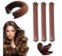 SHUOHONG 3 Piezas Rizador Pelo Sin Calor Varilla, Rizador De Pelo Sin Calor, Ondas Sin Calor Varilla, Rizadora Sin Calor para Todo Tipo De Cabello, Rizadores de Seda para Dormir (Marrón)