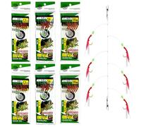 SHUOHONG 36 Piezas Aparejos de Plumas de Caballa con Ganchos, Aparejos de Pesca Marítimos Preatados con Cuentas Luminosas para Insectos Voladores Biónicos para Caballa, Abadejo, Bacalao Arenque Lubina