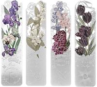 SHUOHONG 4 marcapáginas con tulipán de lirios de los valles, violetas, marcapáginas, diseño calado, un regalo adecuado para los amantes de los libros, profesores (varias flores)
