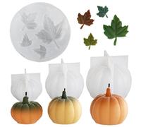 SHUOHONG 4 Piezas Molde Calabaza Halloween, Hoja de Arce, Moldes para Velas para Otoño de Resina Reutilizable, Calabaza Halloween, Acción de Gracias, para Decoración, Fiestas