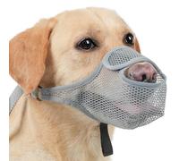 SHUOHONG Bozales de Boca de Perro Transpirable de Malla de Nylon, Bozal para Perros Grandes Respirable Antiladridos, para Perros Pequeños, Medianos y Grandes (Gris-XL)