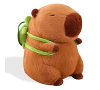 SHUOHONG Juguete de Peluche Capybara, Capybara Peluche Realista con Mochila Tortuga, Simulación Carpincho, Juguetes de Animales Salvajes, Regalo para Amigos Y Niños, Decoración Hogar