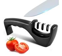 SHUOHONG Knife Sharpener, Afilador de Cuchillos Profesional con Mango Ergonómico, Afilador Manual de 3 Etapas para Cuchillos, Piedra Afilar Cuchillos Acero Inoxidable para Afilar Reparar y Pulir