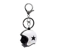 SHUOHONG Llavero Moto de Casco, Porta Chaves con Diseño de Casco de Motocicleta 3D, Keychain Cierre de Langosta Casco Moto, Llavero Personalizado Moto para Regalo de Cumpleaños (Blanco)