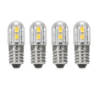 ShuoHui 4 bombillas LED E10 de 6 V con base de rosca 2835, 4 chips SMD, color amarillo, actualización para faro, antorcha, linterna, luz blanca cálida, 3000 K