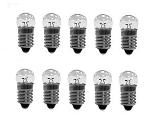 ShuoHui Bombilla esférica E10 2,5 V 0,3 A bombilla en miniatura con base de rosca blanca cálida 2,5 V CC (10)..