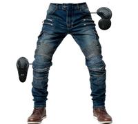 SHUOJIA Hombre Motocicleta Pantalones Jeans con Protección Motorcycle Biker Pant 4 X Equipo De Protección (Blue,M)