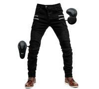 SHUOJIA Hombre Motocicleta Pantalones Jeans con Protección Motorcycle Biker Pant 4 X Equipo De Protección (Black-L)