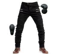 SHUOJIA Hombre Motocicleta Pantalones Jeans con Protección Motorcycle Biker Pant 5 X Equipo De Protección (Black-XL)