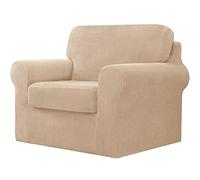 SHUOJIA Juegos De Fundas De Sofá con Respaldos Separados Y Cojines para Asientos,Funda De Sofá Antideslizante con Banda Elástica,Protector De Muebles De Jacquard Elástico (Beige,1 Seater(80-120cm))