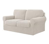 SHUOJIA Juegos De Fundas De Sofá con Respaldos Separados Y Cojines para Asientos,Funda De Sofá Antideslizante con Banda Elástica,Protector De Muebles De Jacquard Elástico (Ivory,2 Seater(145-178cm))