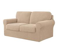SHUOJIA Juegos De Fundas De Sofá con Respaldos Separados Y Cojines para Asientos,Funda De Sofá Antideslizante con Banda Elástica,Protector De Muebles De Jacquard Elástico (Beige,2 Seater(145-178cm))