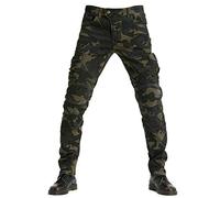 SHUOJIA Pantalones De Mezclilla De Motocicleta para Hombre, con Equipo De Protección, Jeans Rectos Anticaída, Pantalones De Motocicleta De Carreras (Camouflage,S)