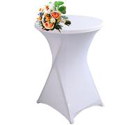 SHUOJIA Paquete de 1/2/4 Manteles Lycra Spandex 80-85cm Elásticos de Licra para Cóctel con Esquinas Cuadradas,para Mesa Alta, Mantel Redondo para Cóctel, Mantel para Bar, Boda (White,1Pcs-60cm)