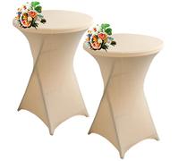 SHUOJIA Paquete de 1/2/4 Manteles Lycra Spandex 80-85cm Elásticos de Licra para Cóctel con Esquinas Cuadradas,para Mesa Alta, Mantel Redondo para Cóctel, Mantel para Bar, Boda (Champagne,2Pcs-60cm)