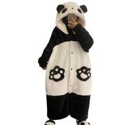 SHUOJIA Pijama de una Pieza para Adulto de Cosplay de Animal, Suave y cálido, Pijama de Invierno de Forro Polar con Capucha, Mono Entero de Peluche, Disfraces (5XL,Panda-A)