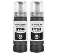 SHUOLEI 104 Tinta Compatible con Epson 104 Cartucho de Tinta Multipack para ET-1810 ET-2726 ET-2810 ET-2811 ET-2812 ET-2814 ET-2815 ET-2820 ET-2821 ET-2825 ET-2826 ET-4800 (2 Pack,2 Negro)