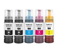 SHUOLEI 104 Tinta Compatible con Epson 104 Cartucho de Tinta Multipack para ET-1810 ET-2726 ET-2810 ET-2811 ET-2812 ET-2814 ET-2815 ET-2820 ET-2821 ET-2825 ET-2826 ET-4800 (5 Pack, 2BK/C/M/Y)