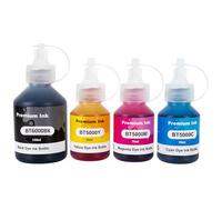 SHUOLEI BT5000 BT6000 Tinta Compatible con Brother BT5000 BT6000 Botella de Tinta Multipack para DCP-T300 DCP-T500W DCP-T700W MFC-T800W (4-Pack,Negro/Cian/Magenta/Amarillo)