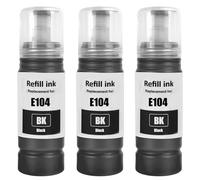 SHUOLEI E104 Tinta Compatible con Epson E104 Botella de Tinta Multipack para EcoTank ET-1810 ET-2726 ET-2810 ET-2811 ET-2812 ET-2814 ET-2815 ET-2820 ET-2821 ET-2825 ET-2826 ET-4800(3-Pack,3 Negro)