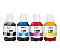SHUOLEI GI-56 Pigmento Tinta Compatible con Canon GI56 56 Botella de Tinta Multipack para MAXIFY GX7050 GX6050 GX5050 GX4050 GX3050(4-Pack,Negro/Cian/Magenta/Amarillo)