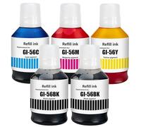SHUOLEI GI56 Pigmento Tinta Compatible con Canon GI-56 GI56 Cartucho de Tinta Multipack para MAXIFY GX7050 GX6050 GX5050 GX4050 GX3050 (5-Pack,2 Negro/Cian/Magenta/Amarillo)