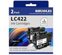 SHUOLEI LC422 LC-422 Cartuchos de Tinta Compatible con Brother LC422 LC422XL Multipack para MFC-J5340DW MFC-J5345DW MFC-J5740DW MFC-J6540DW MFC-J6940DW (2 Pack,2 Negro)