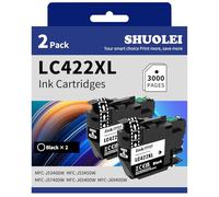 SHUOLEI LC422XL LC-422XL Cartuchos de Tinta Compatible con Brother LC422XL LC422 Multipack para MFC-J5340DW MFC-J5345DW MFC-J5740DW MFC-J6540DW MFC-J6940DW (2 Pack,2 Negro)