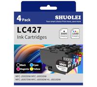 SHUOLEI LC427 LC-427 Cartuchos de tinta Compatible con Brother LC427 LC427XL Multipack para HL-J6010DW MFC-J5955DW MFC-J6955DW MFC-J6957DW MFC-J6959DW (4 Pack, Negro Cian Magenta Amarillo)