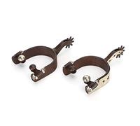 Shuoshenm Espuelas de Botas para Caballos Estilo Vaquero, de Acero bajo en Carbono; Elegantes espuelas Occidentales esculpidas a Mano con Engranajes giratorios y Gancho Protector, Ideales