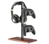 SHUOSUO Soporte Auriculares de Madera de Nogal, Soporte Mando para Xbox PS5 PS4 Switch, Soporte para Cascos, Gaming Accesorios Escritorio Universal