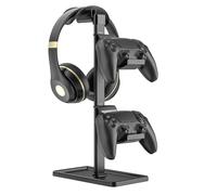SHUOSUO Soporte Auriculares, Soporte Mando para Xbox PS5 PS4 Switch, Soporte para Cascos con Organizador de Almacenamiento, Gaming Accesorios Escritorio Universal (Negro)