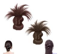 Shupiquant Clip-On Feathered Bun Wigclip On Bun, Clip-On Feathered Bun Wig, Messy Bun Hair Piece, Soft Hairs Buns For Women Daily Wear (dark brown+light brown)