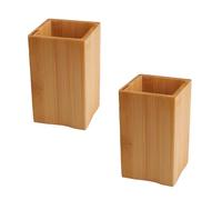 Shuqio 2 Piezas Soporte Utensilios Cocina Cuadrados Bambú, Contenedores Almacenar Utensilios Cocina & Cubertería, Organizador Cubertería Cocina Estilo Natural Cuchillos, Espátulas, Tenedores