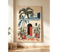 ShuqXsio Póster decorativo moderno minimalista de estilo folclórico con plantas verdes exuberantes y un toque bohemio para la entrada de tu casa (70x100cm/sin marco).