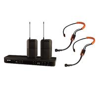 Shure Micrófono inalámbrico BLX188/SM31 UHF para Fitness y Aeróbicos con 2 micrófonos de Diadema, Receptor de Doble Canal, batería de 14 Horas y Alcance de 100m Banda S8