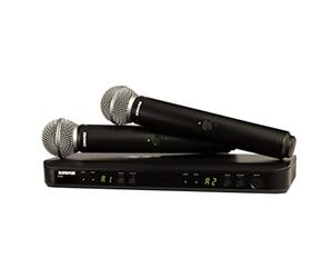 Shure Micrófono inalámbrico BLX288/SM58 - Adecuado para Iglesias, Karaoke y Voces - Batería de 14 Horas, Alcance de 100m - Incluye (2) micrófonos SM58, Receptor de Doble Canal - Banda S8
