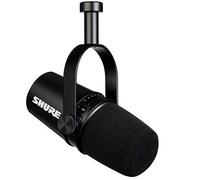 SHURE MV7 Micrófono dinámico USB/XLR para podcasts, grabación, retransmisiones y partidas en directo, salida de auriculares, tecnología de aislamiento de voz, con certificado TeamSpeak, Negro