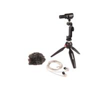Shure MV88+SE215-CL - Kit portátil de videografía, micrófono MV88+ para iPhone, trípode Manfrotto PIXI, pinza para móvil, soporte, cortavientos AMV88-Fur y auriculares SE215 PRO, aislamiento de sonido