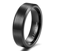 Shuremaster 4 mm 6 mm 8 mm de carburo de tungsteno banda de boda hombres mujeres grabado I Love You Couple anillo negro/plata biselado bordes tamaño 4 - 15