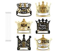 Shurhome 6 Uds 2026 Fiesta de Año Nuevo Cartón Grueso Coronas Cómodos Sombreros Para Adultos Niños Festival Suministros de Foto Accesorios Cómodos Celebración