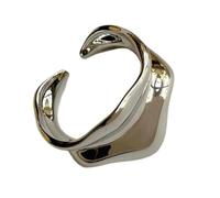 Shurhome Anillos ajustables con patrón de ondas, diseño simple y brillante, aleación dorada, joyería de moda para mujeres y niñas, estilo coreano, anillos ajustables, como se describe