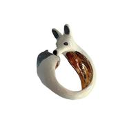 Shurhome Anillos artísticos con forma de animal, joyas apilables con estructura de esmalte por goteo y divertidos perros y elefantes con capas de anillos apilables en forma de animales