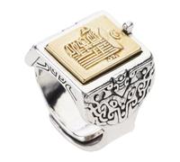 Shurhome Anillos de cobre robustos y decorados con motivos de bestias legendarias, accesorios de festival para una colección individual de joyas, bisutería retro
