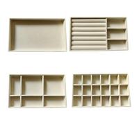 Shurhome Bandeja de 4 piezas de terciopelo acolchada multifuncional para joyas, con ranuras protectoras para guardar objetos, terciopelo, joyas, bandeja de almacenamiento