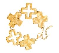 Shurhome Cadena de mano con cruces martilladas de acero inoxidable, cadena de muñeca significativa para amantes, ocasiones especiales, resistente al deslustre