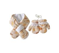 Shurhome Diseño simple, bufanda y manoplas para, pareja, trajes fáciles de combinar, cómodos, cálidos, lavables a máquina, guantes de invierno seguros para niños, diseño de oso, Talla única